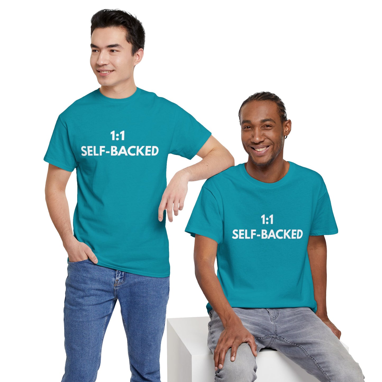 Unisex Heavy Cotton Tee with '1:1 SELF-BACKED' Design - Casual Wear, Gifts for Motivation, Self-Care, Everyday Comfort, Statement Tee