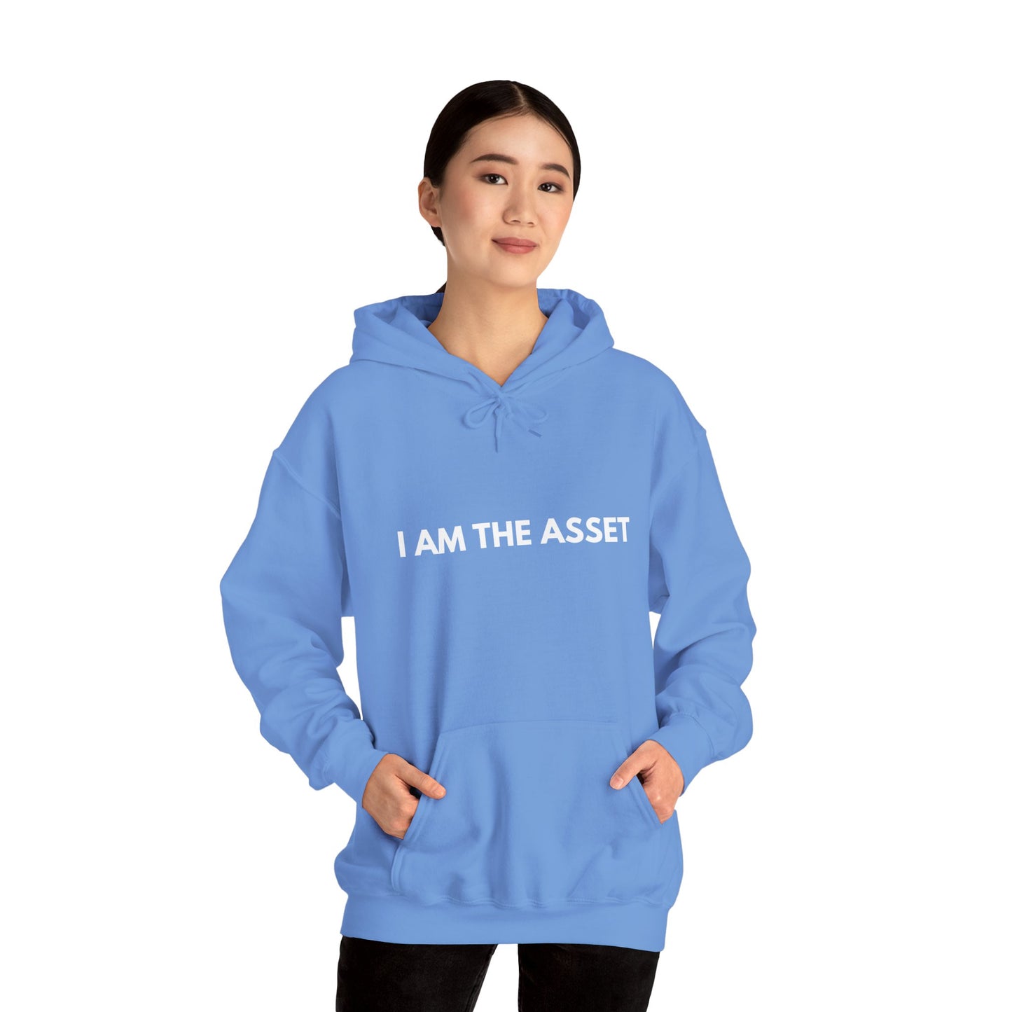 Unisex Heavy Blend Hoodie - "I AM THE ASSET" Cool Casual Sweatshirt, Gift for Entrepreneurs, Cozy Lounge Wear, Motivational Apparel, [...]