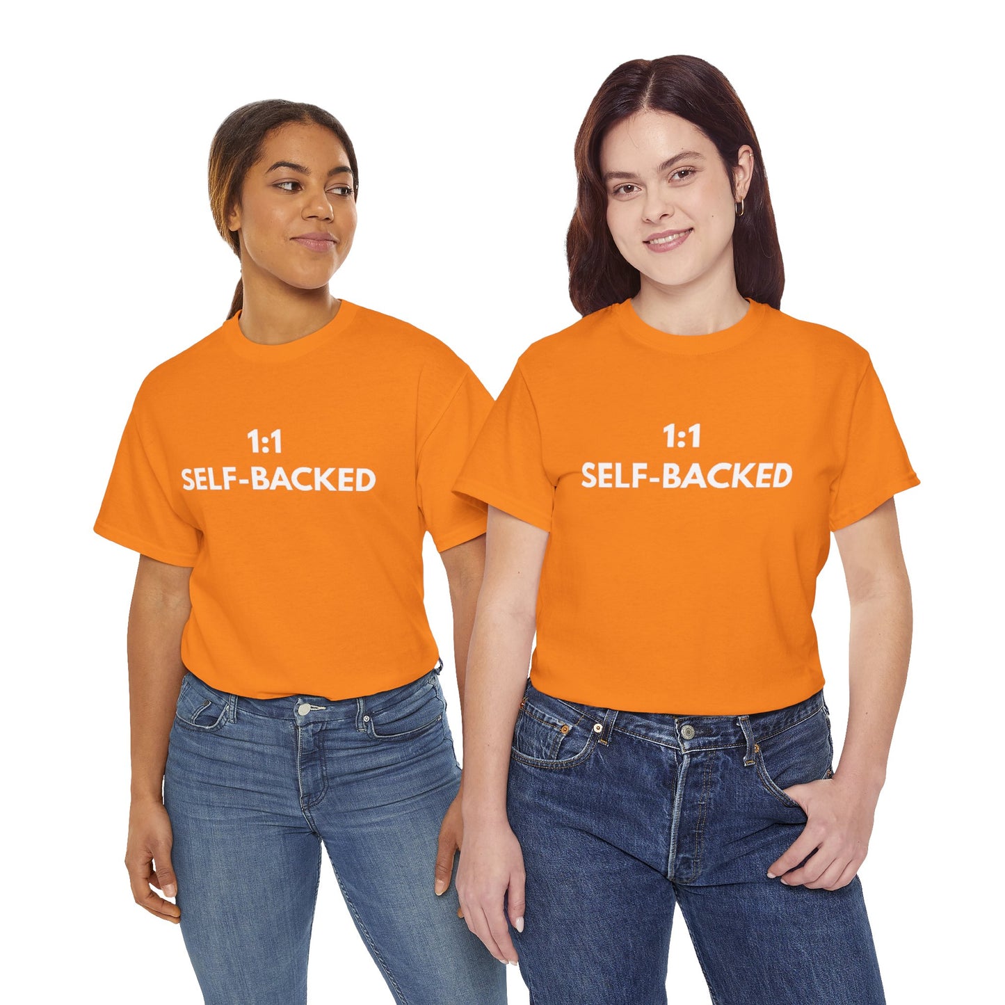 Unisex Heavy Cotton Tee with '1:1 SELF-BACKED' Design - Casual Wear, Gifts for Motivation, Self-Care, Everyday Comfort, Statement Tee
