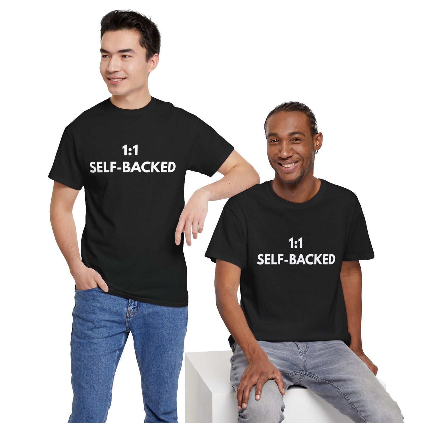 Unisex Heavy Cotton Tee with '1:1 SELF-BACKED' Design - Casual Wear, Gifts for Motivation, Self-Care, Everyday Comfort, Statement Tee