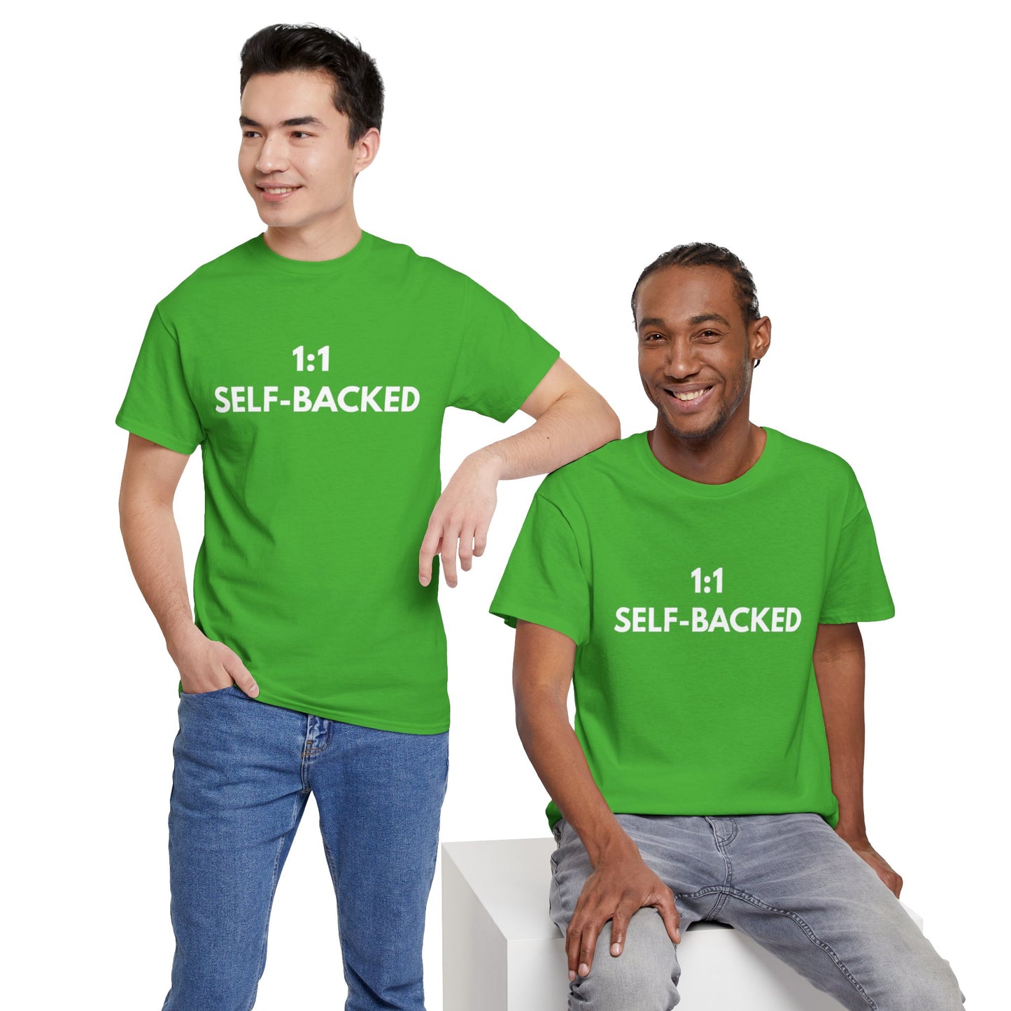 Unisex Heavy Cotton Tee with '1:1 SELF-BACKED' Design - Casual Wear, Gifts for Motivation, Self-Care, Everyday Comfort, Statement Tee
