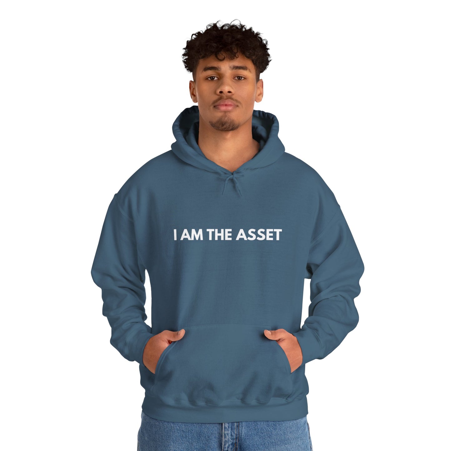 Unisex Heavy Blend Hoodie - "I AM THE ASSET" Cool Casual Sweatshirt, Gift for Entrepreneurs, Cozy Lounge Wear, Motivational Apparel, [...]