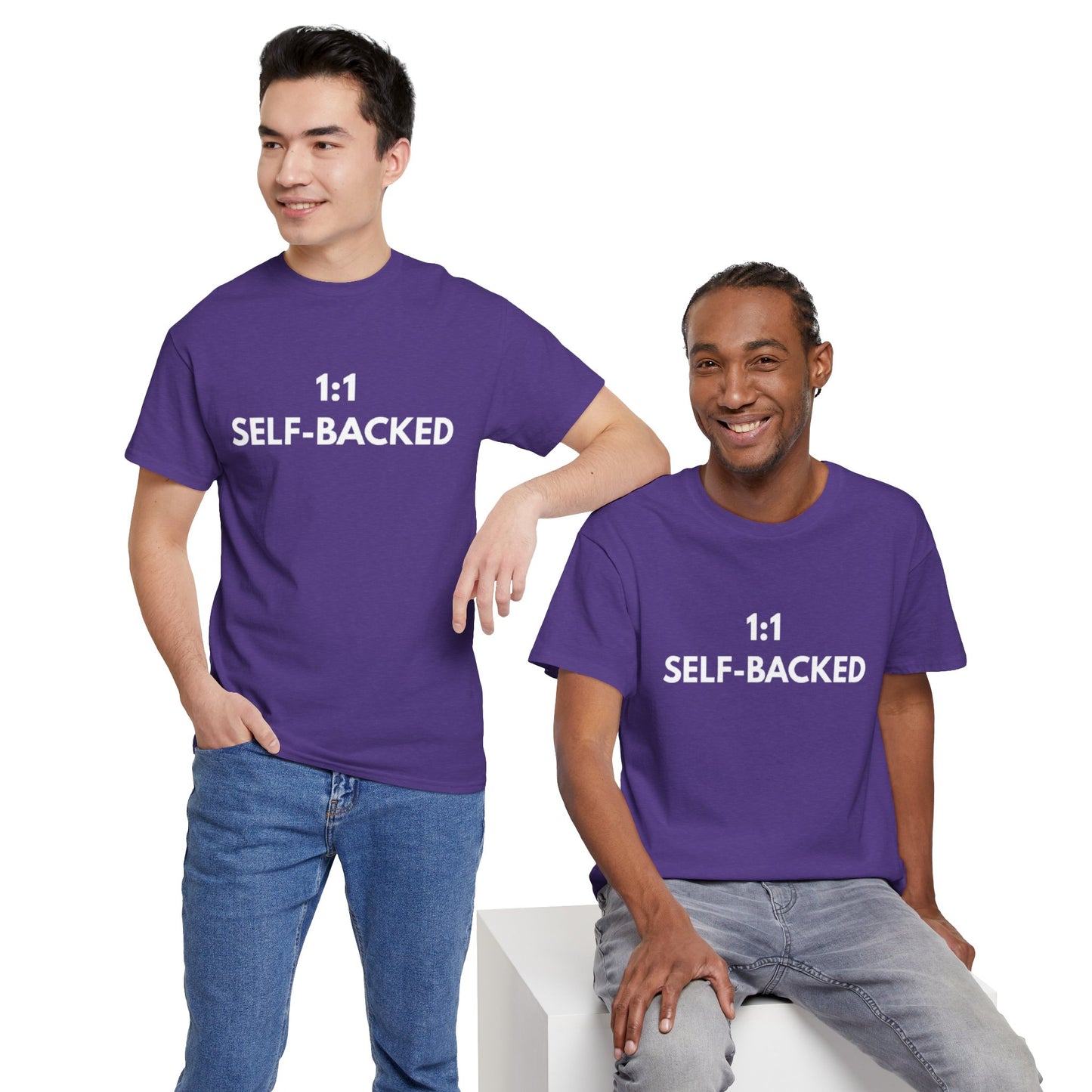Unisex Heavy Cotton Tee with '1:1 SELF-BACKED' Design - Casual Wear, Gifts for Motivation, Self-Care, Everyday Comfort, Statement Tee