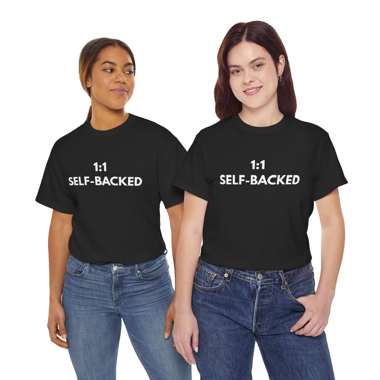 Unisex Heavy Cotton Tee with '1:1 SELF-BACKED' Design - Casual Wear, Gifts for Motivation, Self-Care, Everyday Comfort, Statement Tee