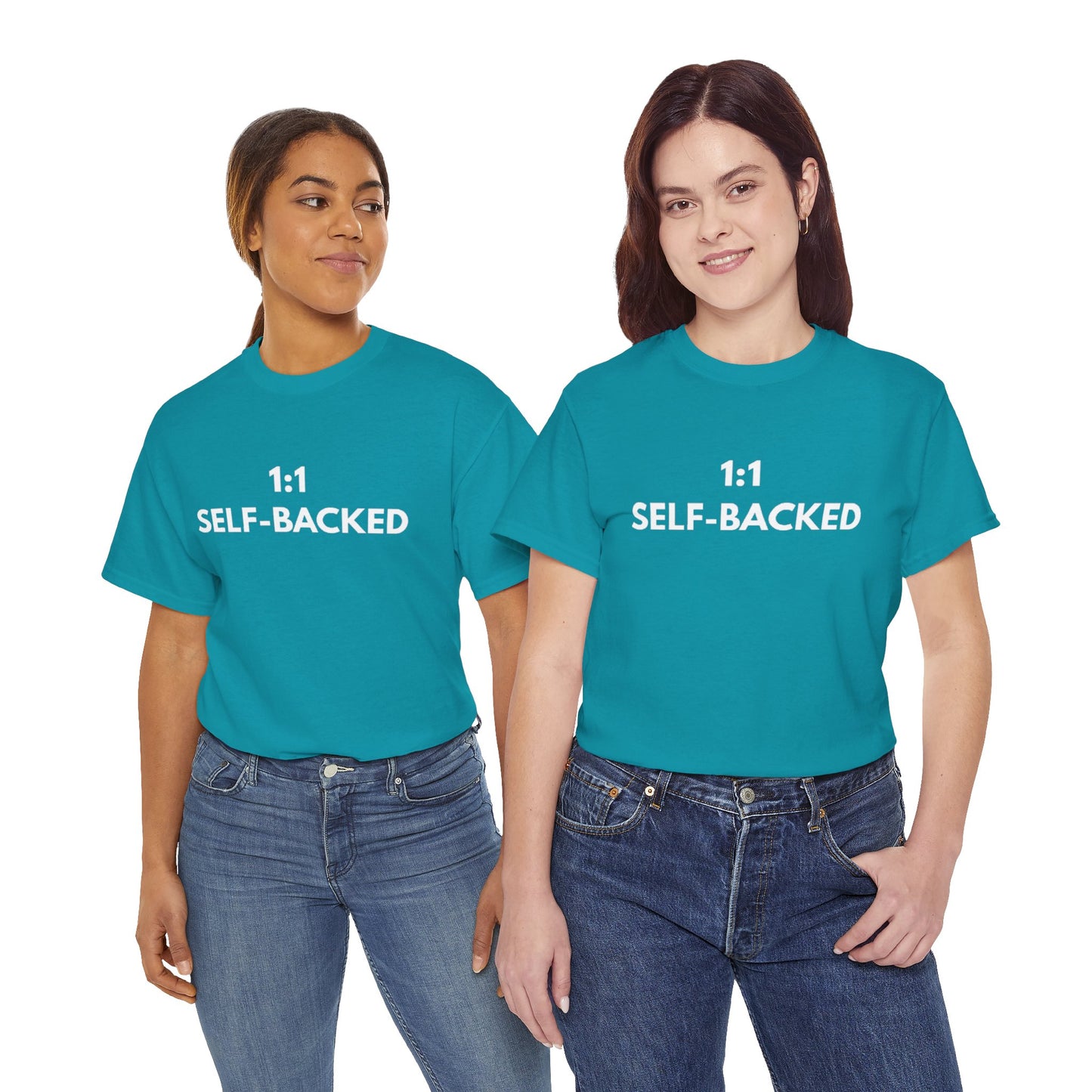 Unisex Heavy Cotton Tee with '1:1 SELF-BACKED' Design - Casual Wear, Gifts for Motivation, Self-Care, Everyday Comfort, Statement Tee