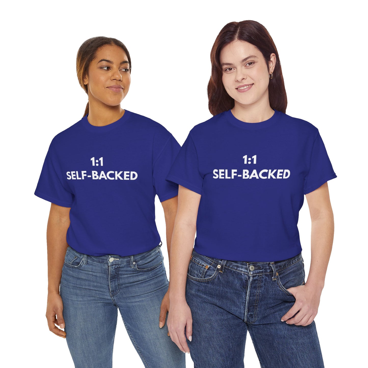 Unisex Heavy Cotton Tee with '1:1 SELF-BACKED' Design - Casual Wear, Gifts for Motivation, Self-Care, Everyday Comfort, Statement Tee