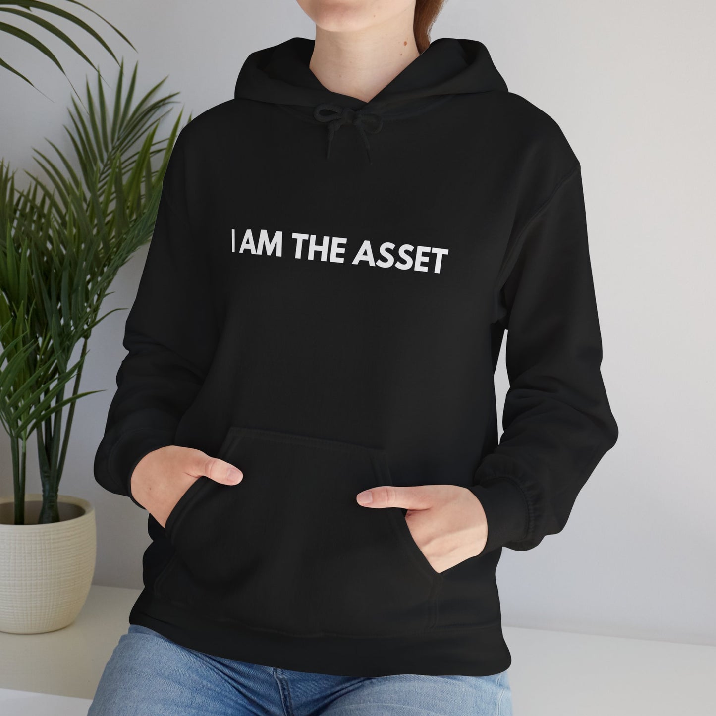 Unisex Heavy Blend Hoodie - "I AM THE ASSET" Cool Casual Sweatshirt, Gift for Entrepreneurs, Cozy Lounge Wear, Motivational Apparel, [...]
