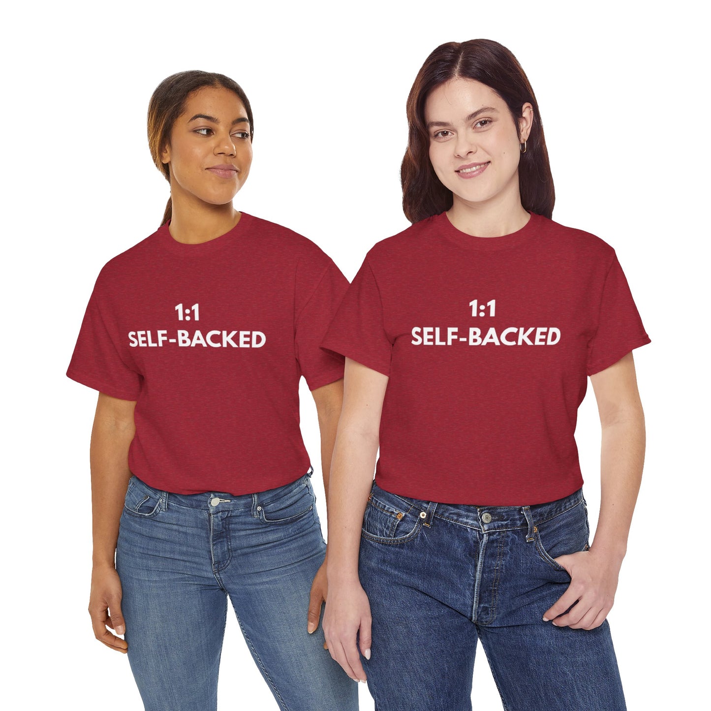 Unisex Heavy Cotton Tee with '1:1 SELF-BACKED' Design - Casual Wear, Gifts for Motivation, Self-Care, Everyday Comfort, Statement Tee