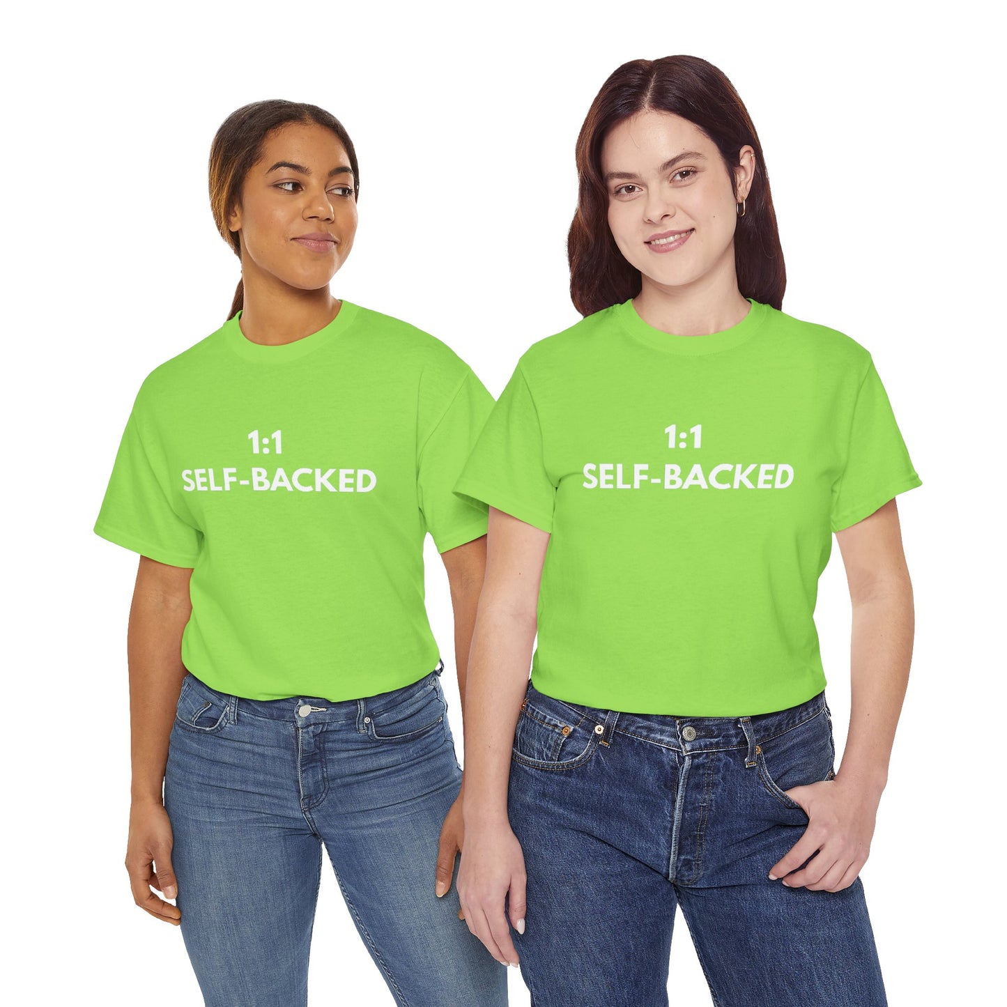 Unisex Heavy Cotton Tee with '1:1 SELF-BACKED' Design - Casual Wear, Gifts for Motivation, Self-Care, Everyday Comfort, Statement Tee