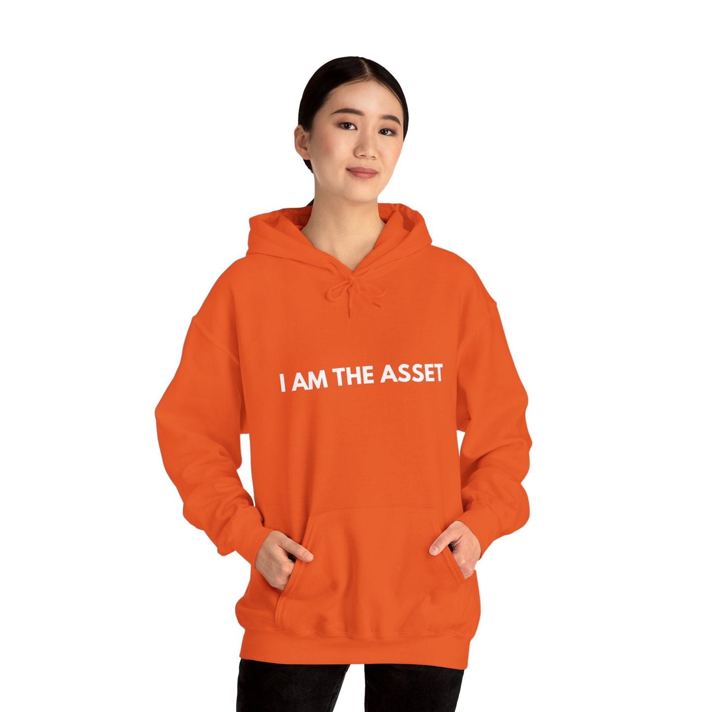 Unisex Heavy Blend Hoodie - "I AM THE ASSET" Cool Casual Sweatshirt, Gift for Entrepreneurs, Cozy Lounge Wear, Motivational Apparel, [...]