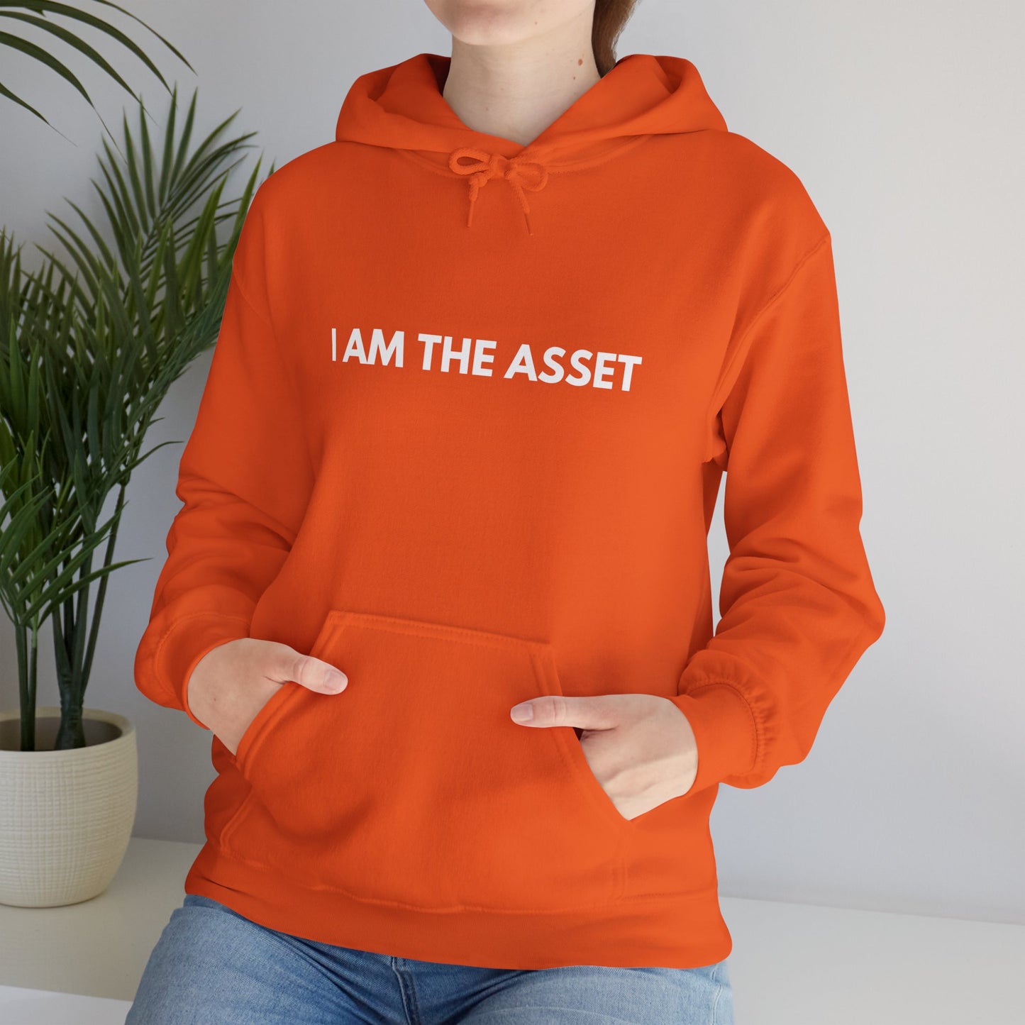 Unisex Heavy Blend Hoodie - "I AM THE ASSET" Cool Casual Sweatshirt, Gift for Entrepreneurs, Cozy Lounge Wear, Motivational Apparel, [...]