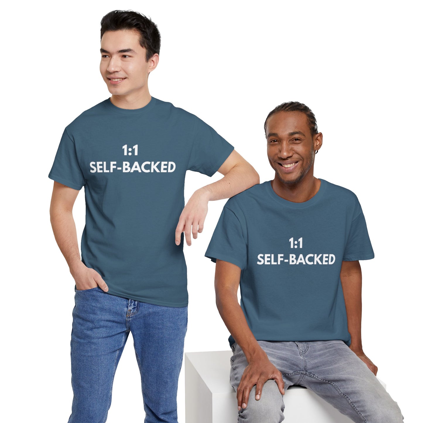 Unisex Heavy Cotton Tee with '1:1 SELF-BACKED' Design - Casual Wear, Gifts for Motivation, Self-Care, Everyday Comfort, Statement Tee