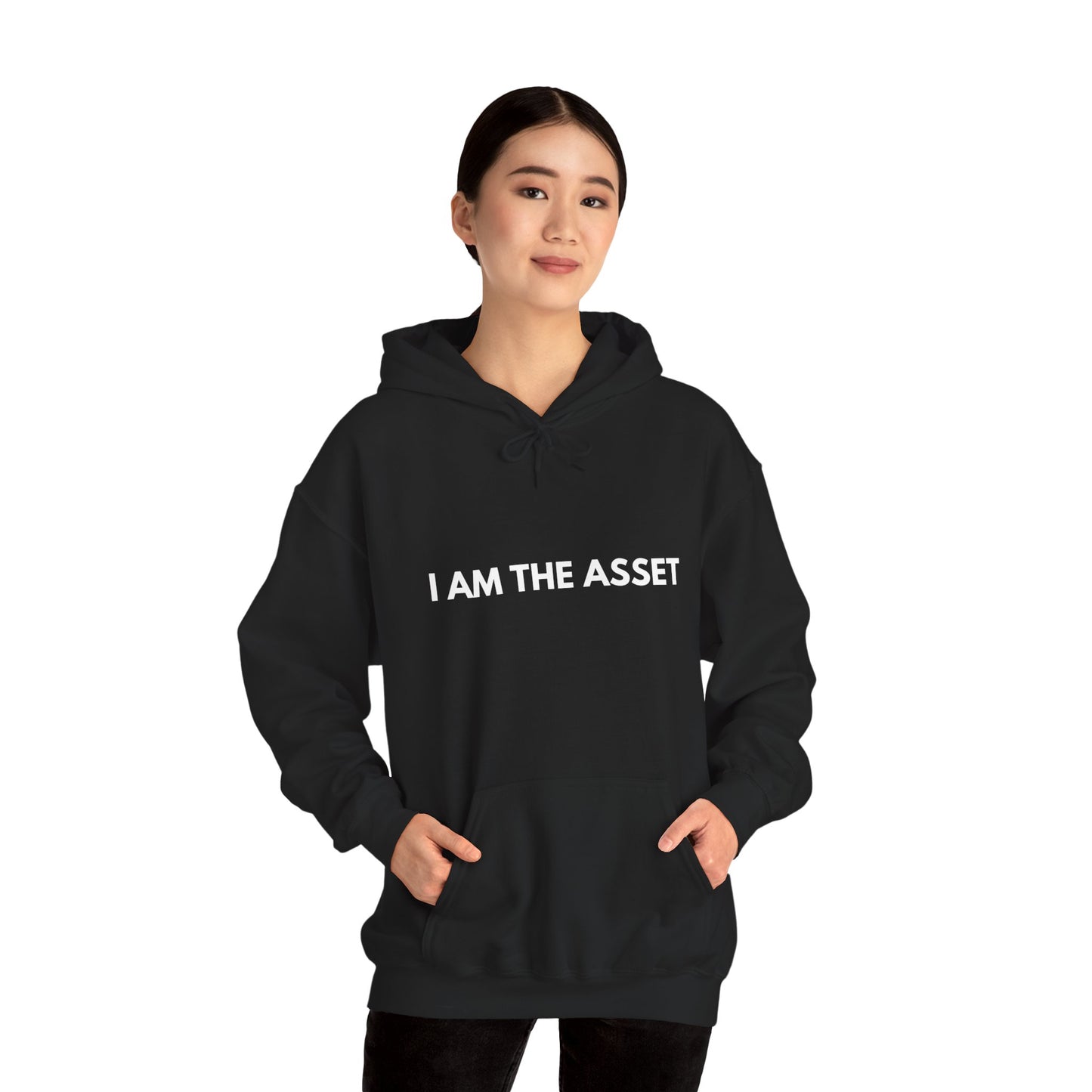 Unisex Heavy Blend Hoodie - "I AM THE ASSET" Cool Casual Sweatshirt, Gift for Entrepreneurs, Cozy Lounge Wear, Motivational Apparel, [...]