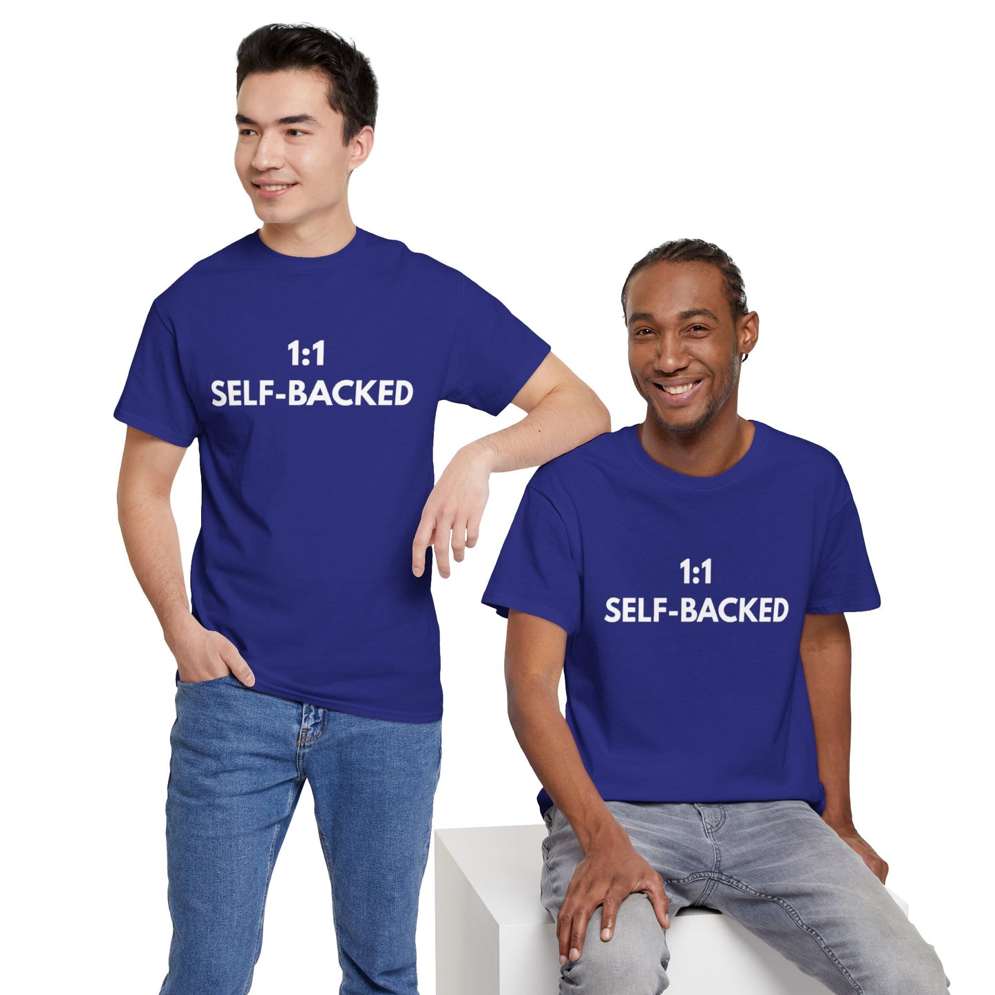 Unisex Heavy Cotton Tee with '1:1 SELF-BACKED' Design - Casual Wear, Gifts for Motivation, Self-Care, Everyday Comfort, Statement Tee