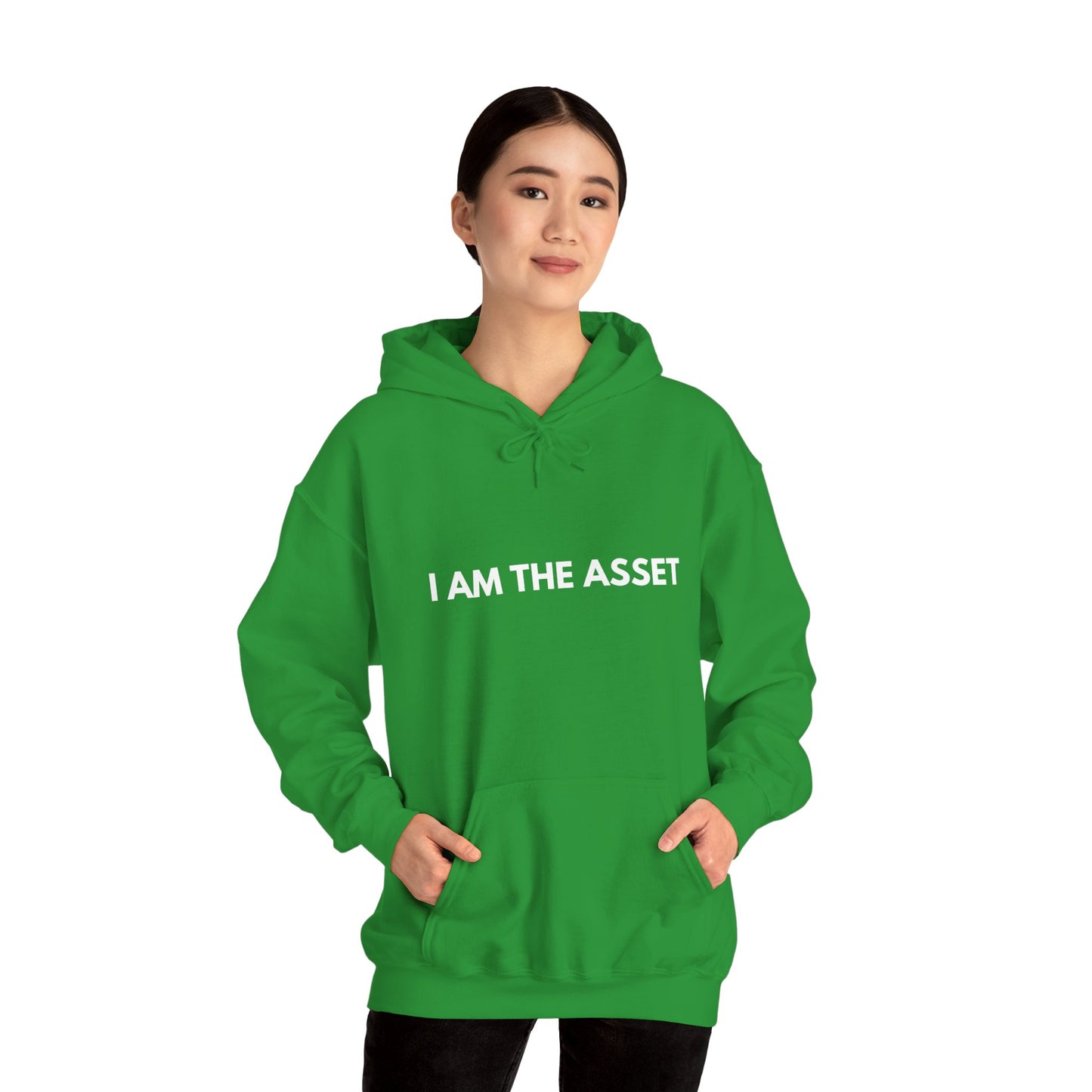 Unisex Heavy Blend Hoodie - "I AM THE ASSET" Cool Casual Sweatshirt, Gift for Entrepreneurs, Cozy Lounge Wear, Motivational Apparel, [...]