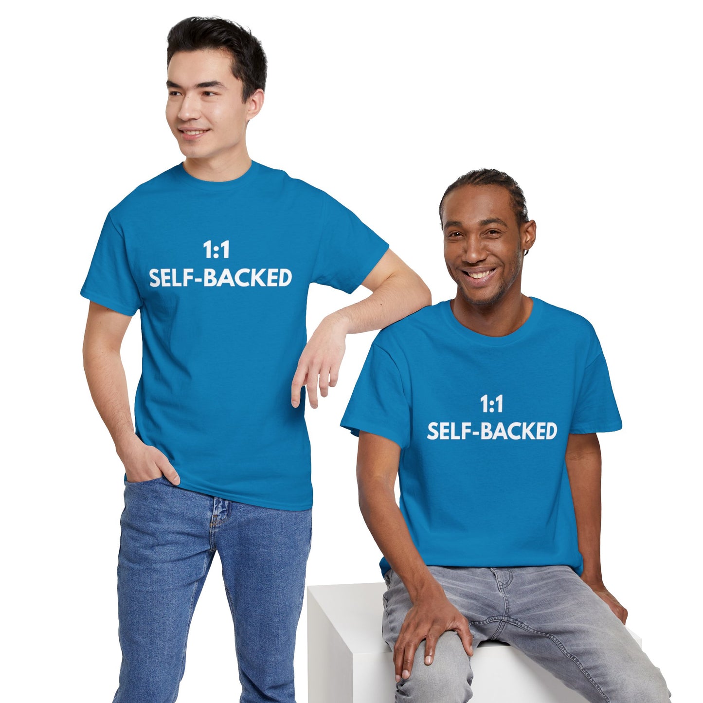 Unisex Heavy Cotton Tee with '1:1 SELF-BACKED' Design - Casual Wear, Gifts for Motivation, Self-Care, Everyday Comfort, Statement Tee