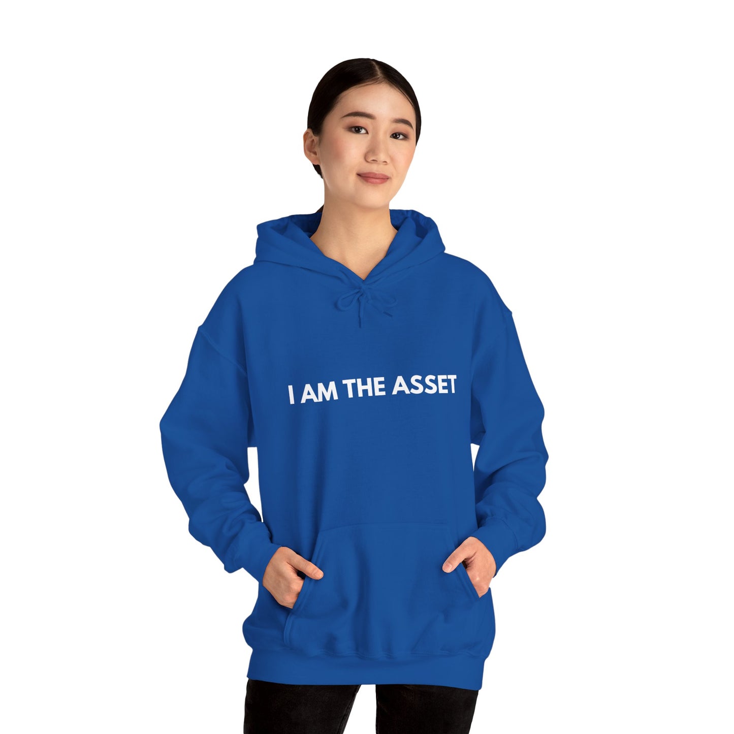 Unisex Heavy Blend Hoodie - "I AM THE ASSET" Cool Casual Sweatshirt, Gift for Entrepreneurs, Cozy Lounge Wear, Motivational Apparel, [...]