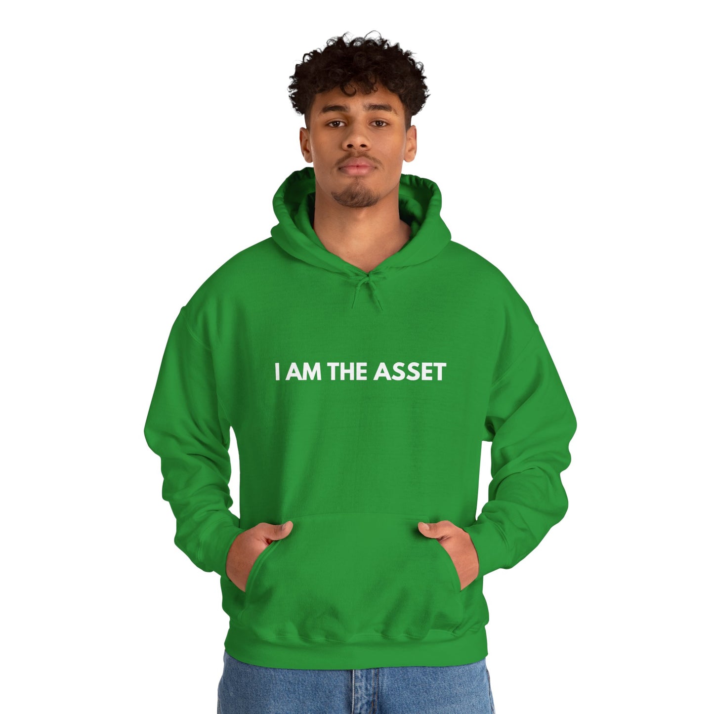 Unisex Heavy Blend Hoodie - "I AM THE ASSET" Cool Casual Sweatshirt, Gift for Entrepreneurs, Cozy Lounge Wear, Motivational Apparel, [...]