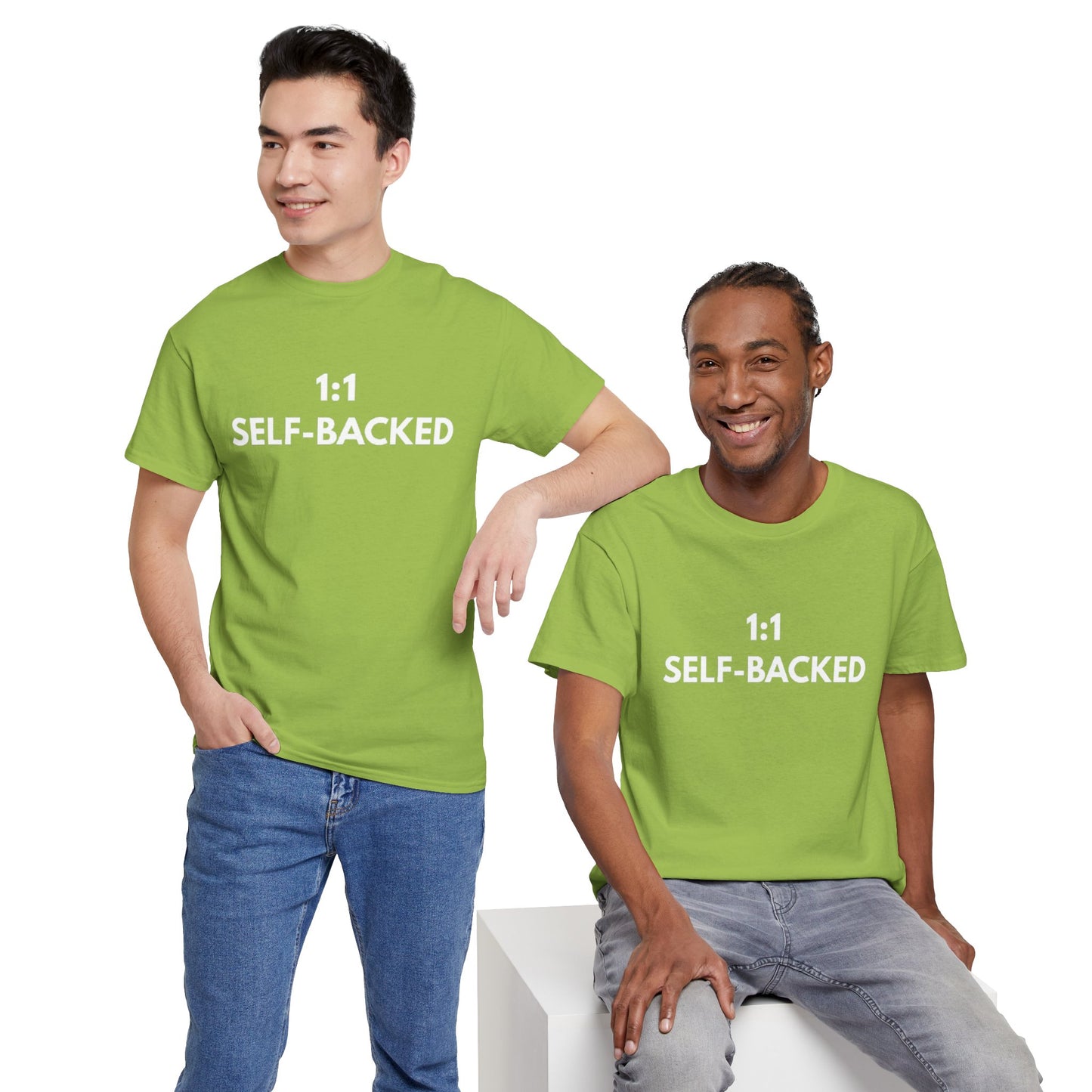 Unisex Heavy Cotton Tee with '1:1 SELF-BACKED' Design - Casual Wear, Gifts for Motivation, Self-Care, Everyday Comfort, Statement Tee