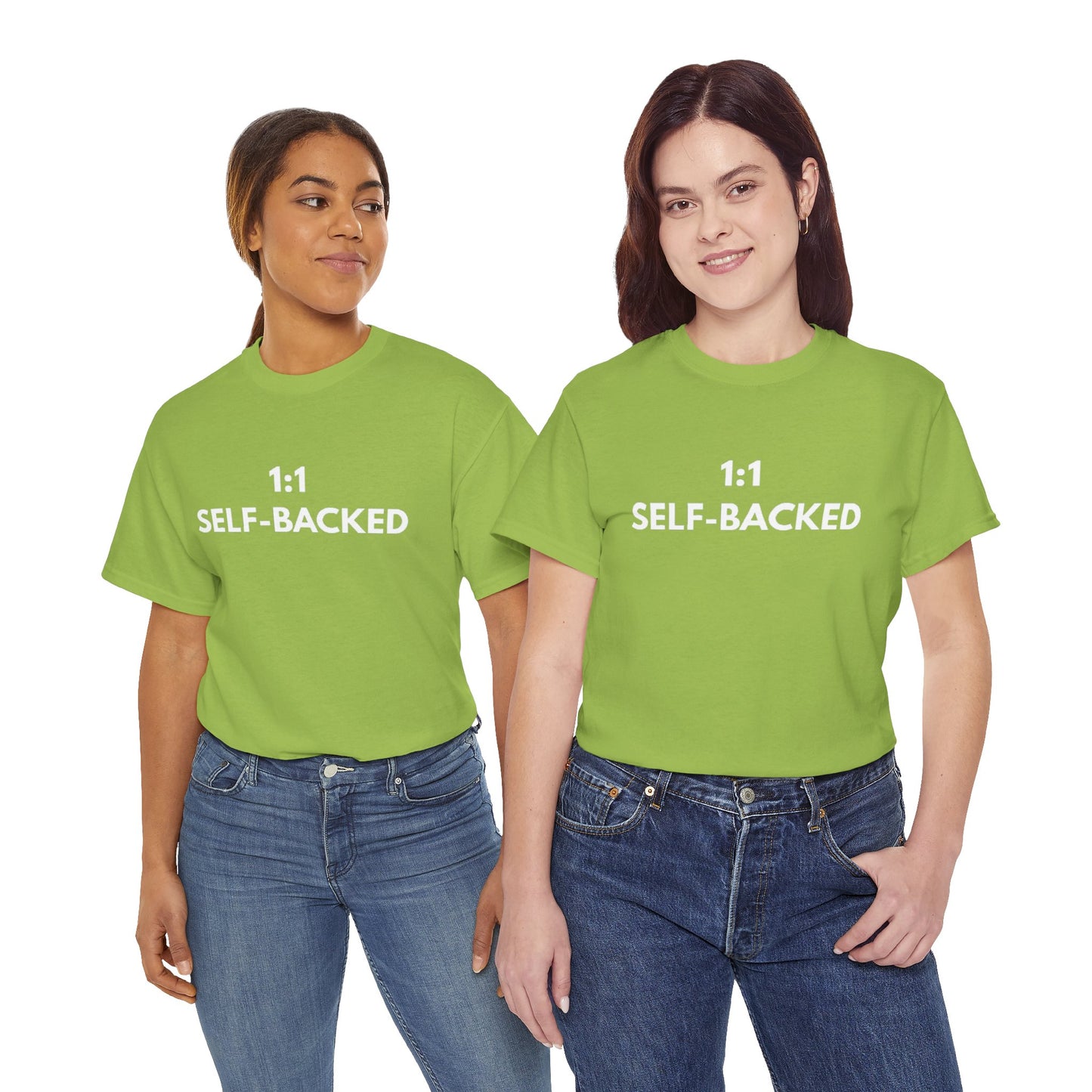 Unisex Heavy Cotton Tee with '1:1 SELF-BACKED' Design - Casual Wear, Gifts for Motivation, Self-Care, Everyday Comfort, Statement Tee