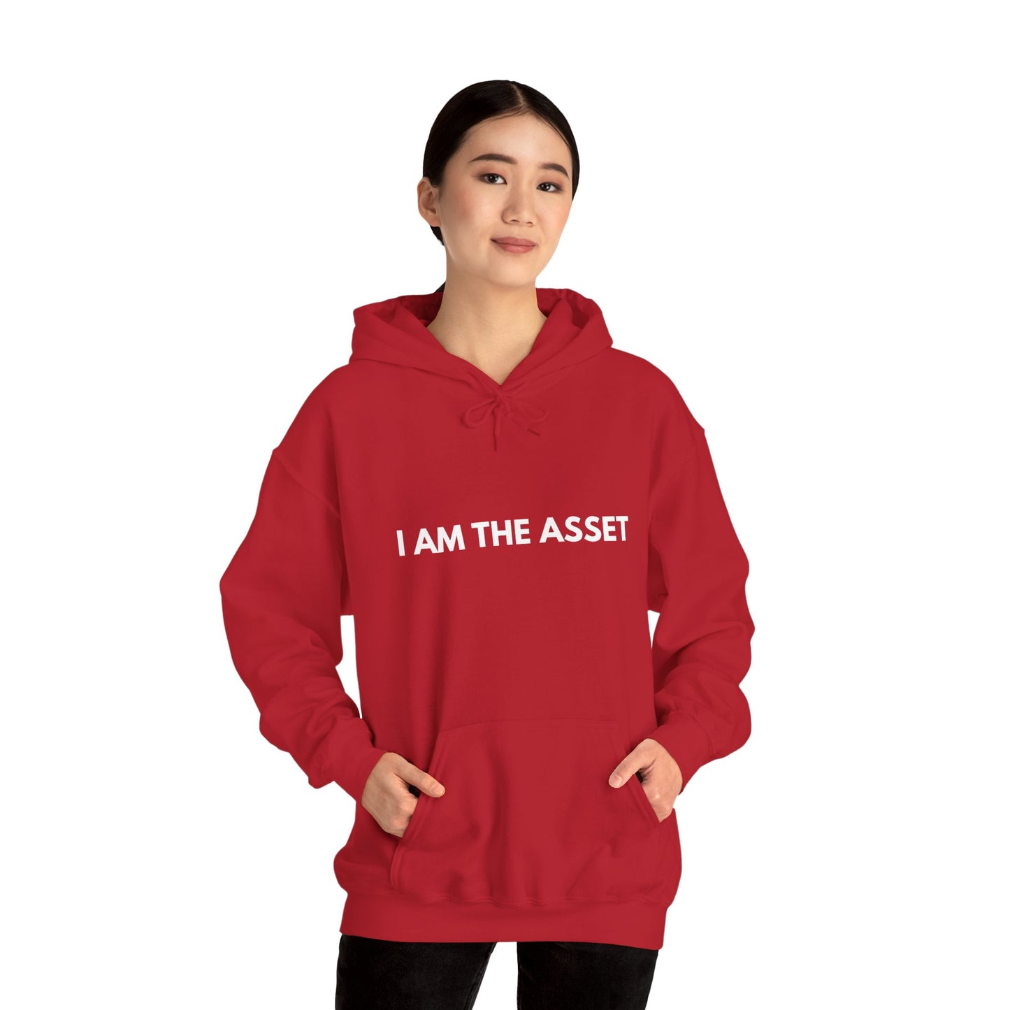 Unisex Heavy Blend Hoodie - "I AM THE ASSET" Cool Casual Sweatshirt, Gift for Entrepreneurs, Cozy Lounge Wear, Motivational Apparel, [...]