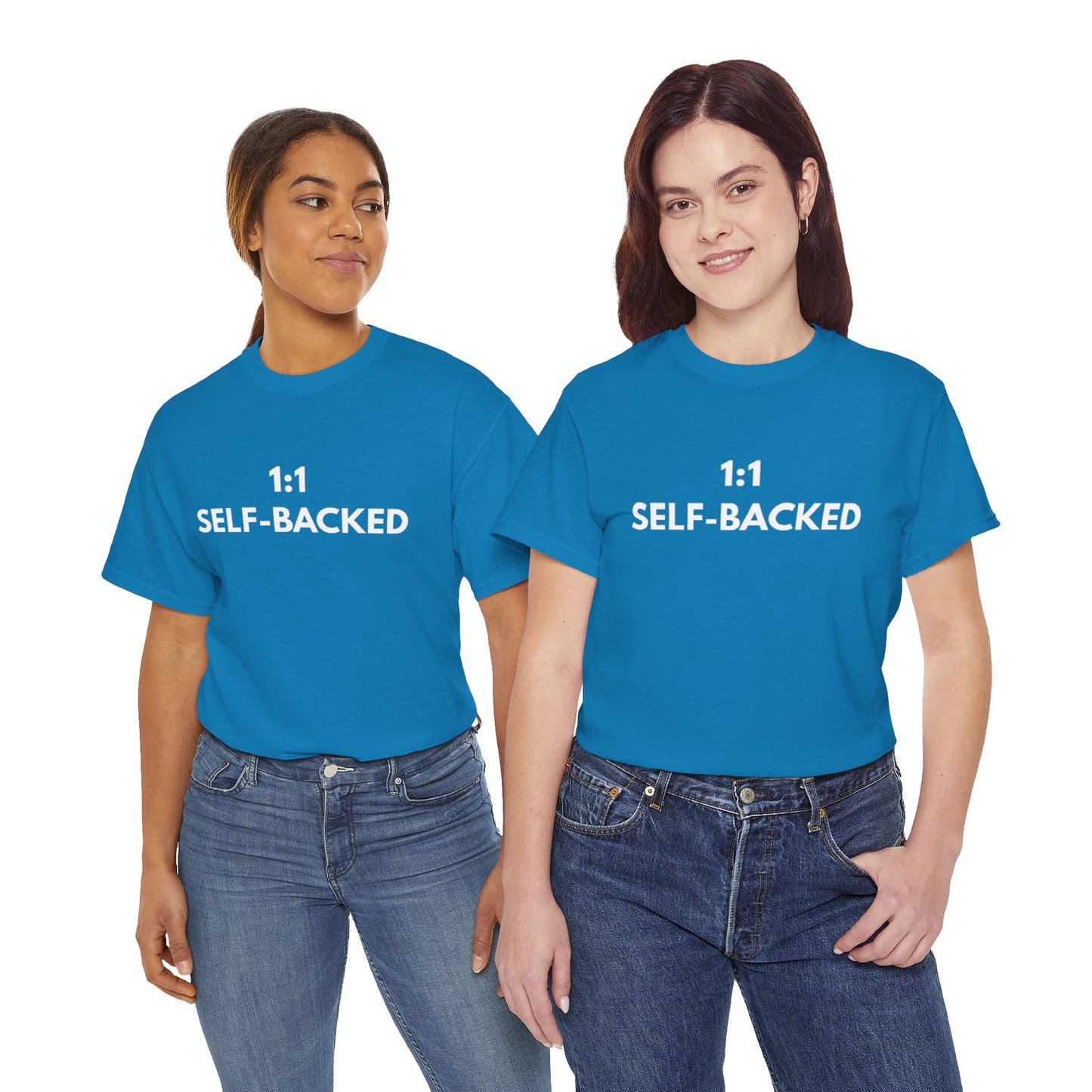 Unisex Heavy Cotton Tee with '1:1 SELF-BACKED' Design - Casual Wear, Gifts for Motivation, Self-Care, Everyday Comfort, Statement Tee
