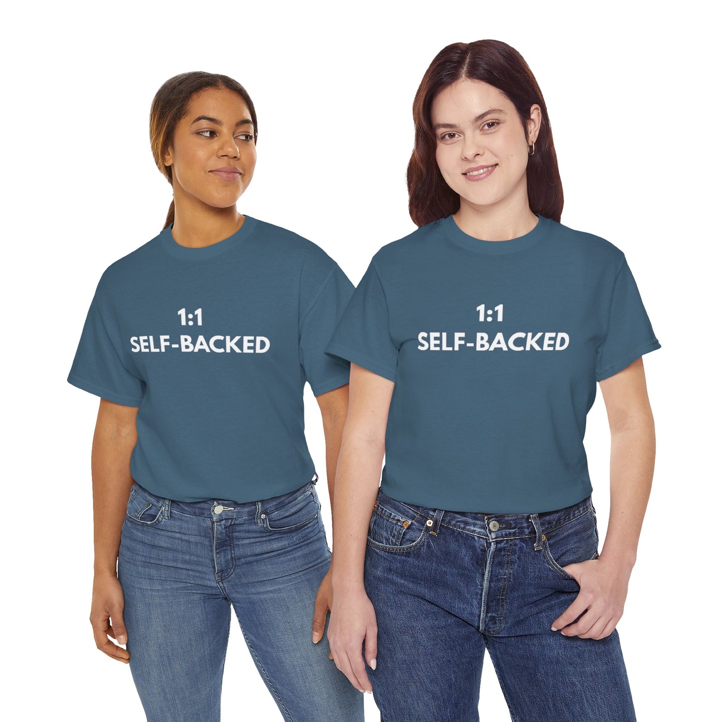 Unisex Heavy Cotton Tee with '1:1 SELF-BACKED' Design - Casual Wear, Gifts for Motivation, Self-Care, Everyday Comfort, Statement Tee