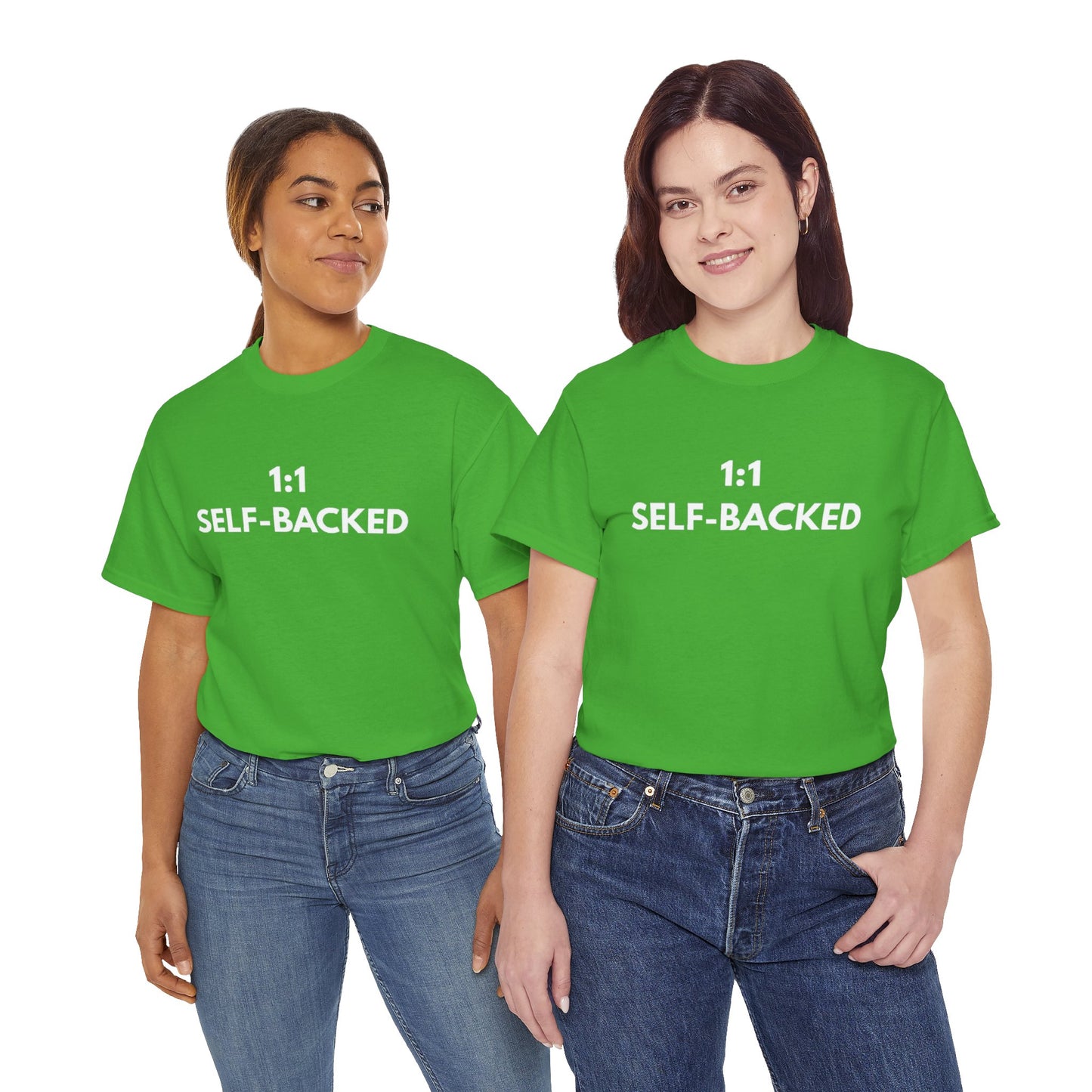 Unisex Heavy Cotton Tee with '1:1 SELF-BACKED' Design - Casual Wear, Gifts for Motivation, Self-Care, Everyday Comfort, Statement Tee