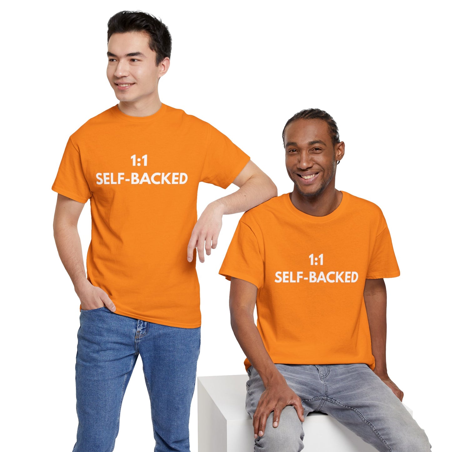 Unisex Heavy Cotton Tee with '1:1 SELF-BACKED' Design - Casual Wear, Gifts for Motivation, Self-Care, Everyday Comfort, Statement Tee