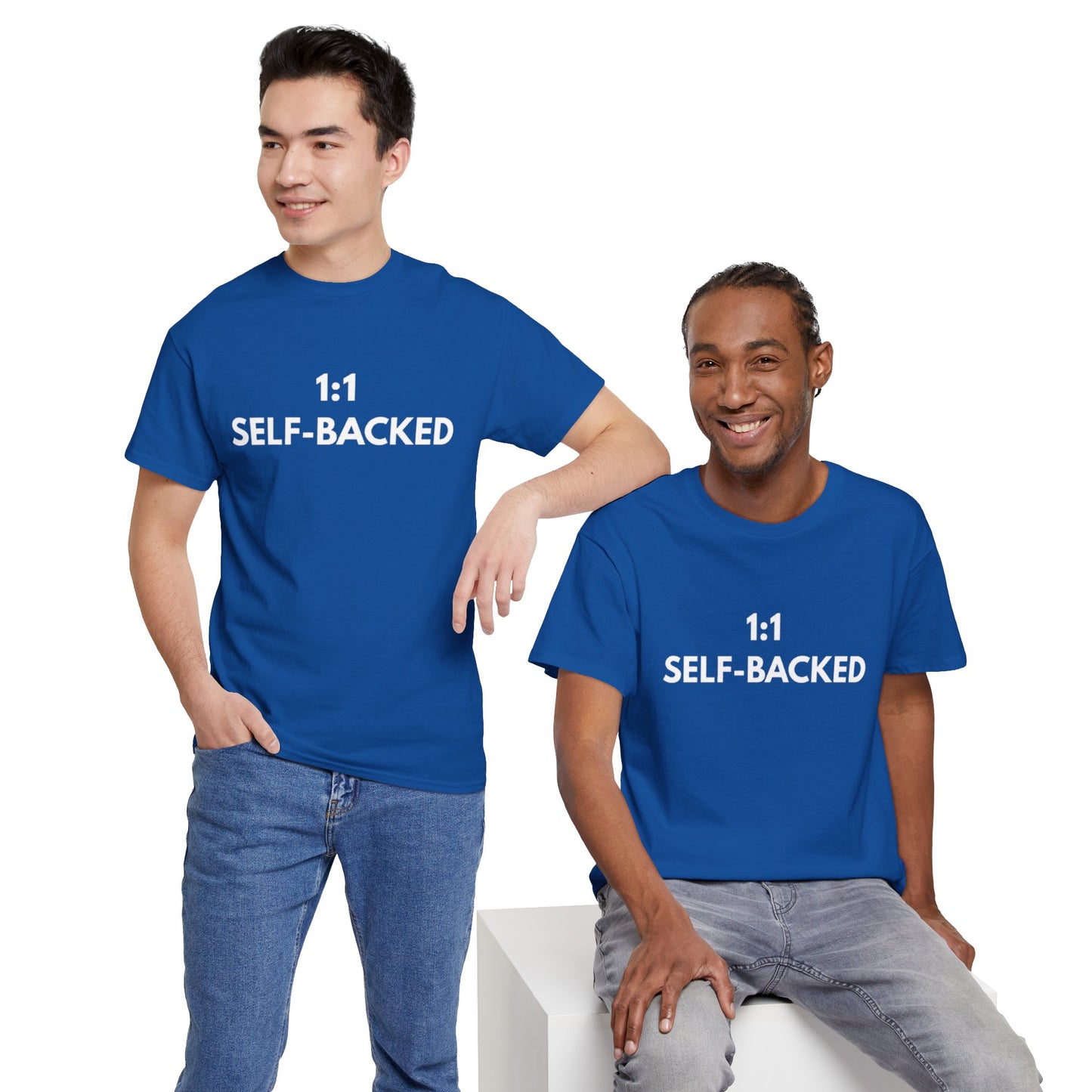 Unisex Heavy Cotton Tee with '1:1 SELF-BACKED' Design - Casual Wear, Gifts for Motivation, Self-Care, Everyday Comfort, Statement Tee