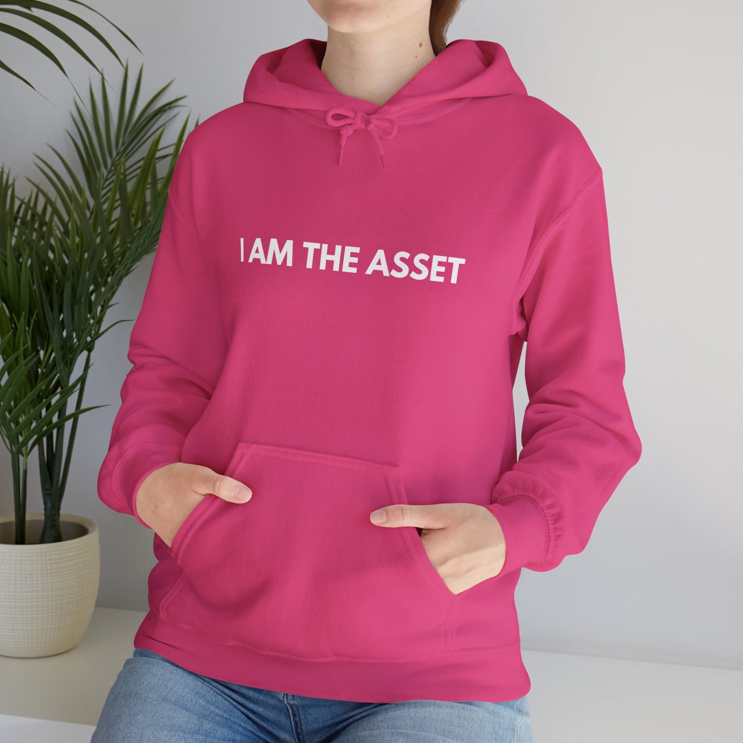 Unisex Heavy Blend Hoodie - "I AM THE ASSET" Cool Casual Sweatshirt, Gift for Entrepreneurs, Cozy Lounge Wear, Motivational Apparel, [...]
